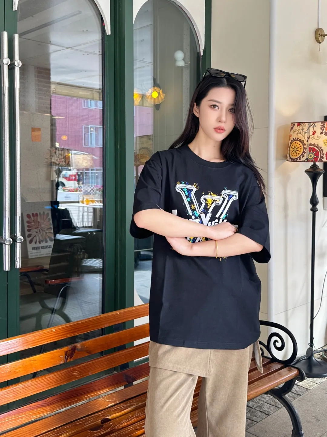 Louis Vuitton/Louis Vuitton graffiti large logo printed short sleeves